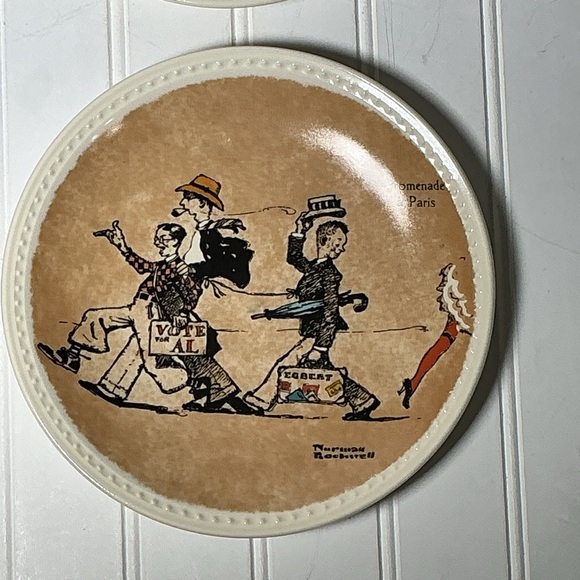 Vintage Norman Rockwell Set Of 4 Plates Rockwell On Tour Europe 1982 - Picture 3 of 11
